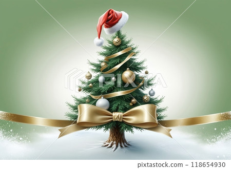 New Year greeting card, snow, New Year balls and place for text 118654930