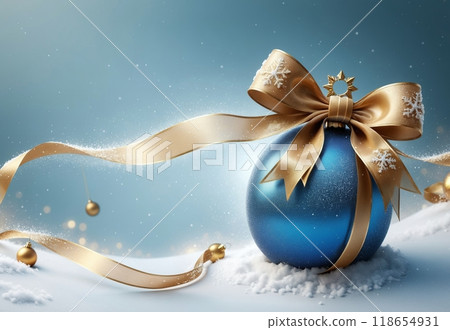 New Year greeting card, snow, New Year balls and place for text 118654931