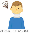 一個脖子上戴著緊身胸衣的痛苦男人 118655361