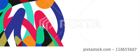 Creative Cover or Banner Design Template with Modern and Minimal Style for Identity, Branding, Advertising or Promotion. Abstract Layout Design with Dynamic and Colorful Elements 118655687