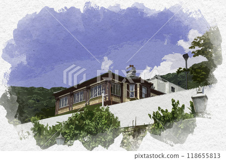 Watercolor style Kobe Rhine House Kobe City, Hyogo Prefecture Watercolor style Kobe Rhine House Kobe City, Hyogo Prefecture 118655813