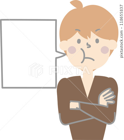 collection set of cute doodle hand draw facial expression speech bubble balloon with angry boy man character, text box think speak talk banner, flat png transparent element design 118655837