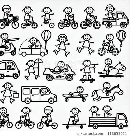 乘坐各種車輛的簡筆畫插圖集 118655921