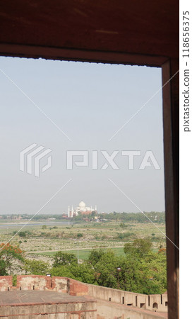 View of the Taj Mahal from Jahangir Palace [Agra Fort, India] 118656375