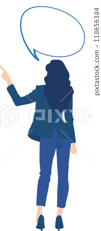 Illustration of a businesswoman making a comment 118656384