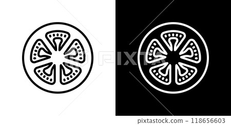 Tomato cross section simple line icon Tomato cross section simple line icon 118656603