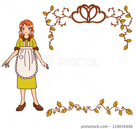 復古咖啡館職員與框架材料 118656886