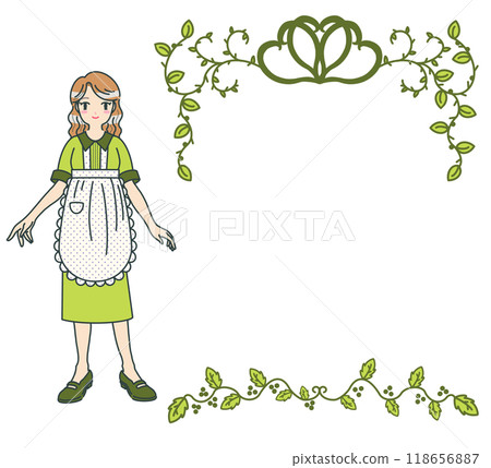 復古咖啡館職員與框架材料 118656887