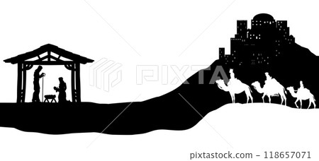 Christmas Nativity Scene Bethlehem Manger Wise Men Christmas Nativity Scene Bethlehem Manger Wise Men 118657071