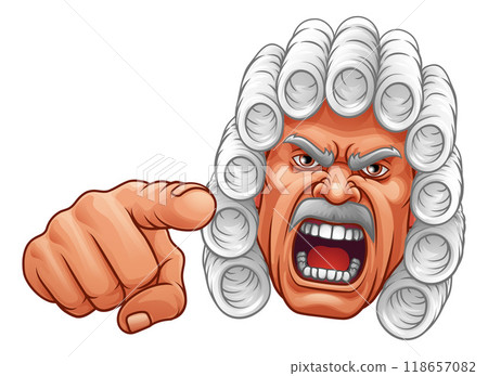 Angry Judge Pointing Cartoon Character Angry Judge Pointing Cartoon Character 118657082