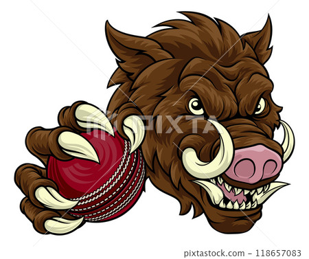Boar Wild Hog Razorback Warthog Pig Cricket Mascot 118657083