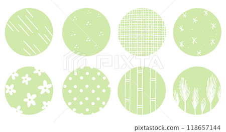 Hand-painted Japanese-style pattern set of 8 pieces, light green Hand-painted Japanese-style pattern set of 8 pieces, light green 118657144