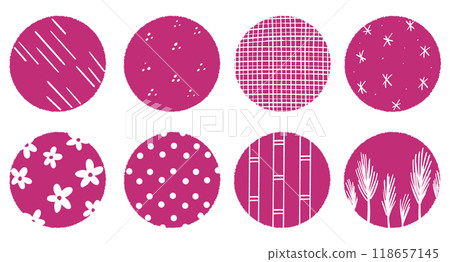 Hand-painted Japanese-style pattern set of 8, reddish purple Hand-painted Japanese-style pattern set of 8, reddish purple 118657145