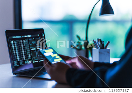 Personal computer and male Personal computer and male 118657387