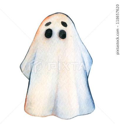 watercolor illustration for halloween. cute ghost. character for children 118657620