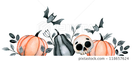 watercolor border for halloween. cute frame for children's party 118657624