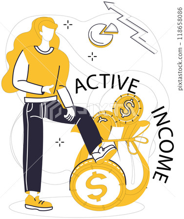 Earned income vector illustration. Investing is art sculpting economic landscape with flow earned income Expense management is captain steering ship through unpredictable waters finance Earned income vector illustration. Investing is art sculpting economic landscape with flow earned income Expense management is captain steering ship through unpredictable waters finance 118658086