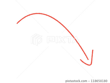 A hand-drawn red arrow pointing diagonally downwards - a simple and stylish thin line symbol or decoration A hand-drawn red arrow pointing diagonally downwards - a simple and stylish thin line symbol or decoration 118658180