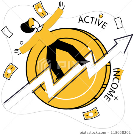 Earned income vector illustration. Banking is gateway to unlocking doors to earned income opportunities Financial profit is sweet fruit harvested from tree smart investments Wealth accumulates like Earned income vector illustration. Banking is gateway to unlocking doors to earned income opportunities Financial profit is sweet fruit harvested from tree smart investments Wealth accumulates like 118658201