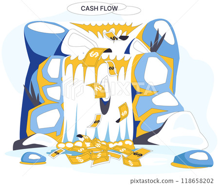 Cash flow vector illustration. Economic cash flow conceptually weaves fabric financial progress Earning is rhythm in heartbeat individuals financial health Savings are reservoirs store resources 118658202