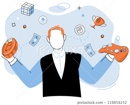 Gamefi vector illustration. GameFi platforms enable players to monetize their gaming skills and earn real world income Digital innovation in GameFi unlocks new possibilities for immersive gaming 118658252