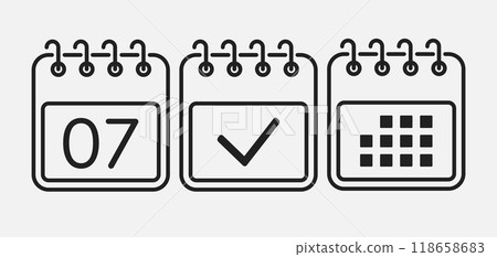 Vector icon page calendar - 7 day, agenda, done 118658683