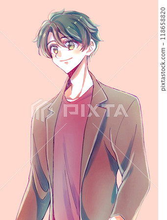 清爽的男人,黑髮 清爽的男人,黑髮 118658820