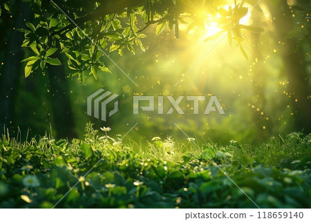 Art autumn sunny nature background Generative AI 118659140