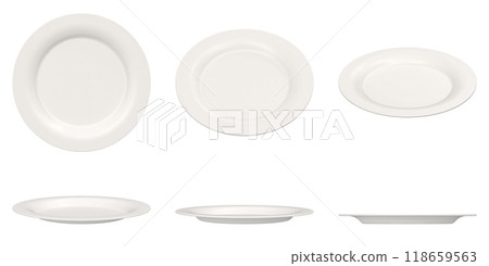 Set of white ceramic plates 118659563