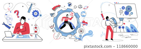 Mental processing vector illustration. Idea generation is harvest reaped from fertile fields meticulous mental processing Progress is road paved by bricks careful mental processing and analysis 118660000