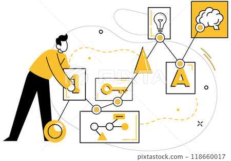 Thought experiment vector illustration. The thought experiment concept acts as guiding star in ship intellectual exploration Analyzing and contemplating lead to innovative decisions born Thought experiment vector illustration. The thought experiment concept acts as guiding star in ship intellectual exploration Analyzing and contemplating lead to innovative decisions born 118660017