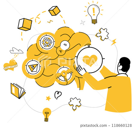 Thought experiment vector illustration. Analyzing and contemplating lead to innovative decisions born from thoughtful experiments Intelligence thrives in rich soil research, nurtured by waters Thought experiment vector illustration. Analyzing and contemplating lead to innovative decisions born from thoughtful experiments Intelligence thrives in rich soil research, nurtured by waters 118660128