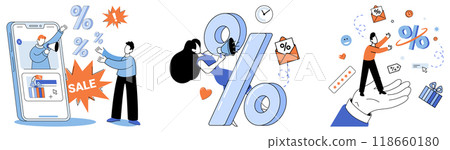 Product promotion vector illustration. Promoting, journey, unfolds as continuous exploration avenues to enhance product visibility Customer engagement, dialogue, establishes meaningful connection 118660180