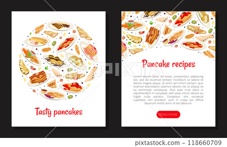 Sweet Pancake Breakfast Food Banner Design Vector Template 118660709