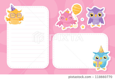 Funny Owl Empty Note Card with Space Vector Template Funny Owl Empty Note Card with Space Vector Template 118660770