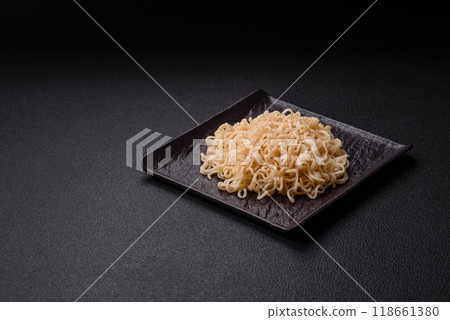 Rice noodles with mushrooms, vegetables, spices and herbs Rice noodles with mushrooms, vegetables, spices and herbs 118661380