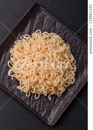 Rice noodles with mushrooms, vegetables, spices and herbs Rice noodles with mushrooms, vegetables, spices and herbs 118661385