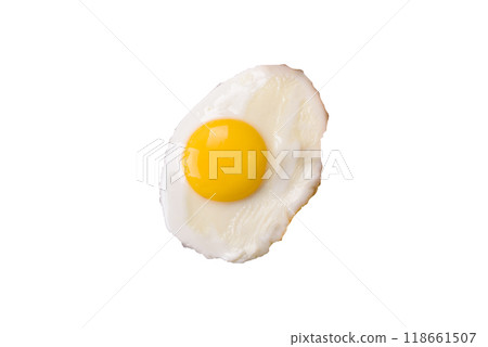 Full English breakfast with boiled eggs, beans, sausages, tomatoes 118661507