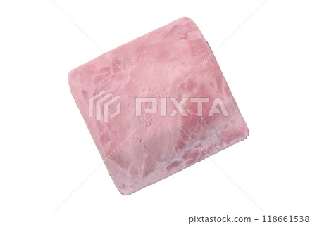 Ham cut into square slices for making delicious nutritious sandwiches Ham cut into square slices for making delicious nutritious sandwiches 118661538