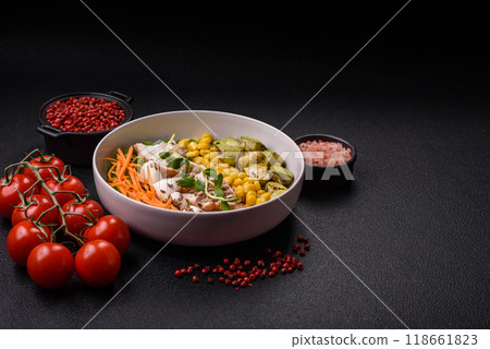 Delicious diet salad with turkey or chicken slices, lettuce, carrots, mozzarella Delicious diet salad with turkey or chicken slices, lettuce, carrots, mozzarella 118661823