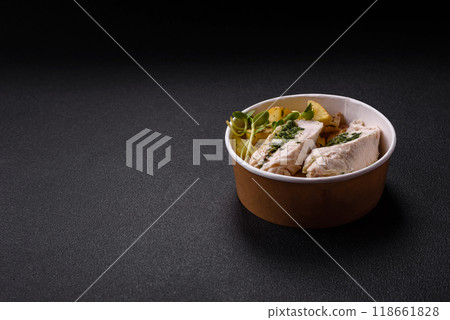 Chicken roulade with spinach, cheese, spices, salt and herbs Chicken roulade with spinach, cheese, spices, salt and herbs 118661828