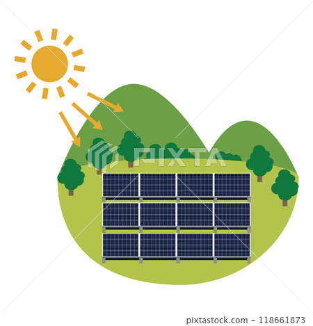 使用太陽能板的太陽能發電系統圖示 118661873