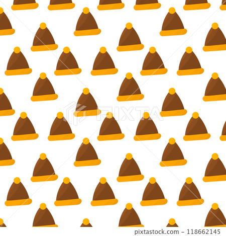 hat yellow knitted brown pattern textile vector 118662145