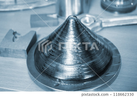 Object printed by 3D printer from metal. Additive manufacturing solution. Object created on 3Dprinter from melting metal thread. 3D Metal Printing. Metal additive manufacturing 118662330