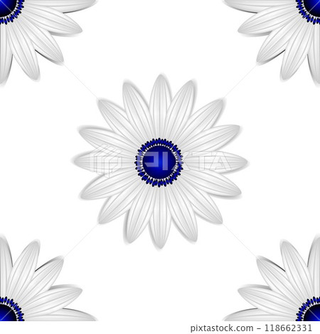 Abstract daisy on a white background, modern seamless pattern. 118662331