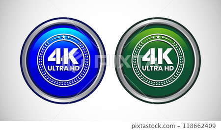 4K Ultra HD Video Resolution Icon Button Set Design Illustration, High Definition TV, 4K Web Button 118662409