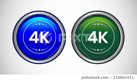 4K Ultra HD Video Resolution Icon Button Set Design Illustration, High Definition TV, 4K Web Button 118662411
