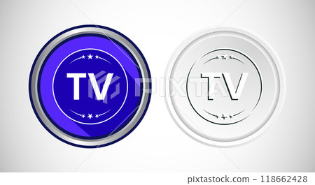 High Definition TV Icon Button Set Design Illustration 118662428