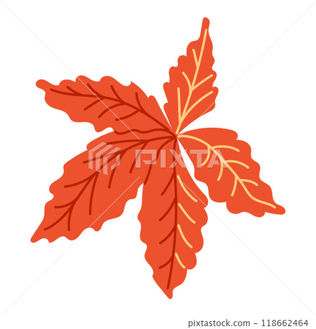 Red autumn leaf of ivy tree in hand drawn style 118662464