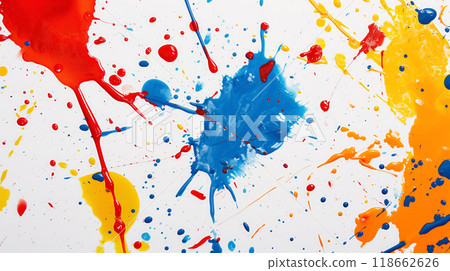 Explosion of colorful paint splatters. Explosion of colorful paint splatters. 118662626